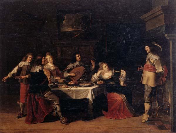 Christoph jacobsz.van der Lamen Cavaliers and courtesans in an interior France oil painting art